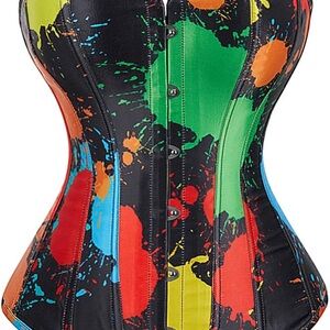 Women’s Paint-Splash Corset  Top - Black Multi